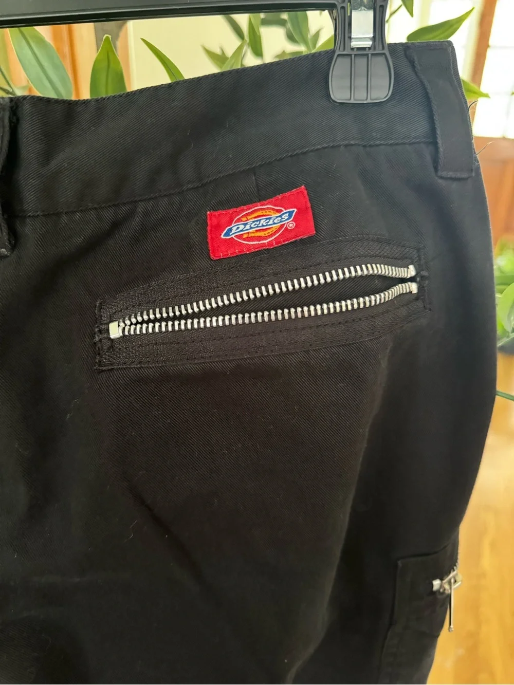 DICKIES Black Bondage Zipper Skater Work Wide Leg Punk Cargo Pants